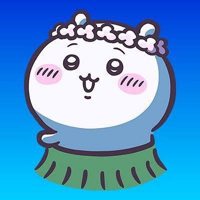 花冠と腰みのを身につけて喜ぶハチワレの可愛いイラスト